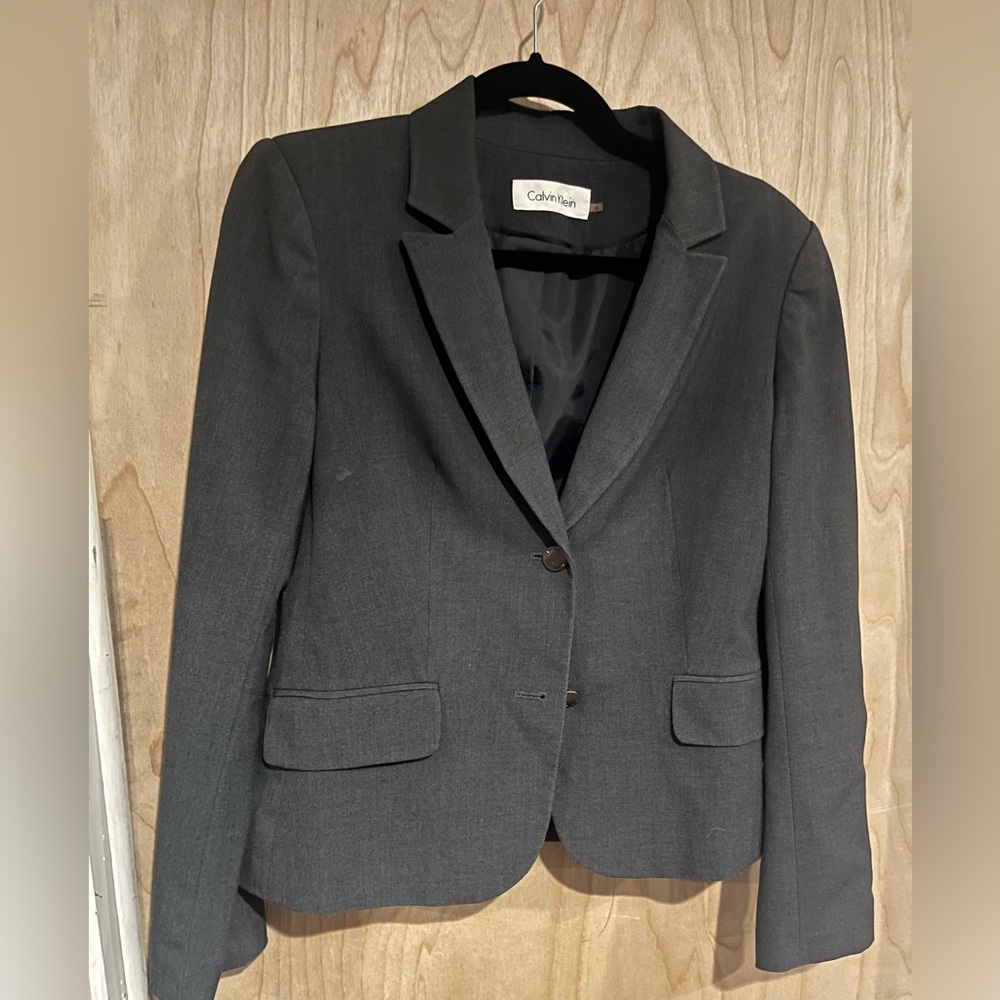 Calvin Klein Charcoal Pencil Skirt Suit - Picture 5 of 7
